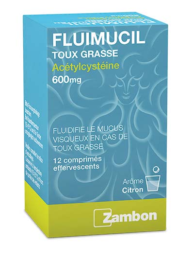 FLUIMUCIL toux grasse cpr eff 600 mg 12 pce