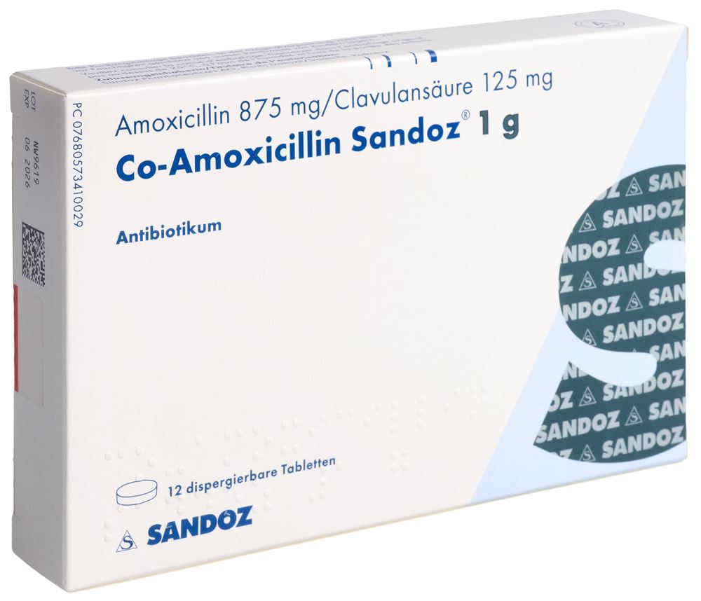 Co-Amoxicillin Sandoz 1g, dispergierbare Tabletten