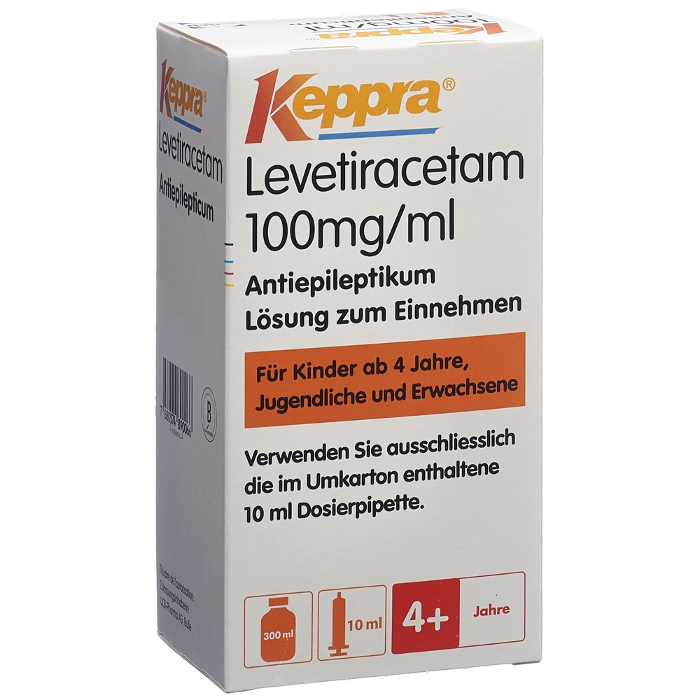 KEPPRA sol 100 mg/ml seringue dos 10 ml fl 300 ml
