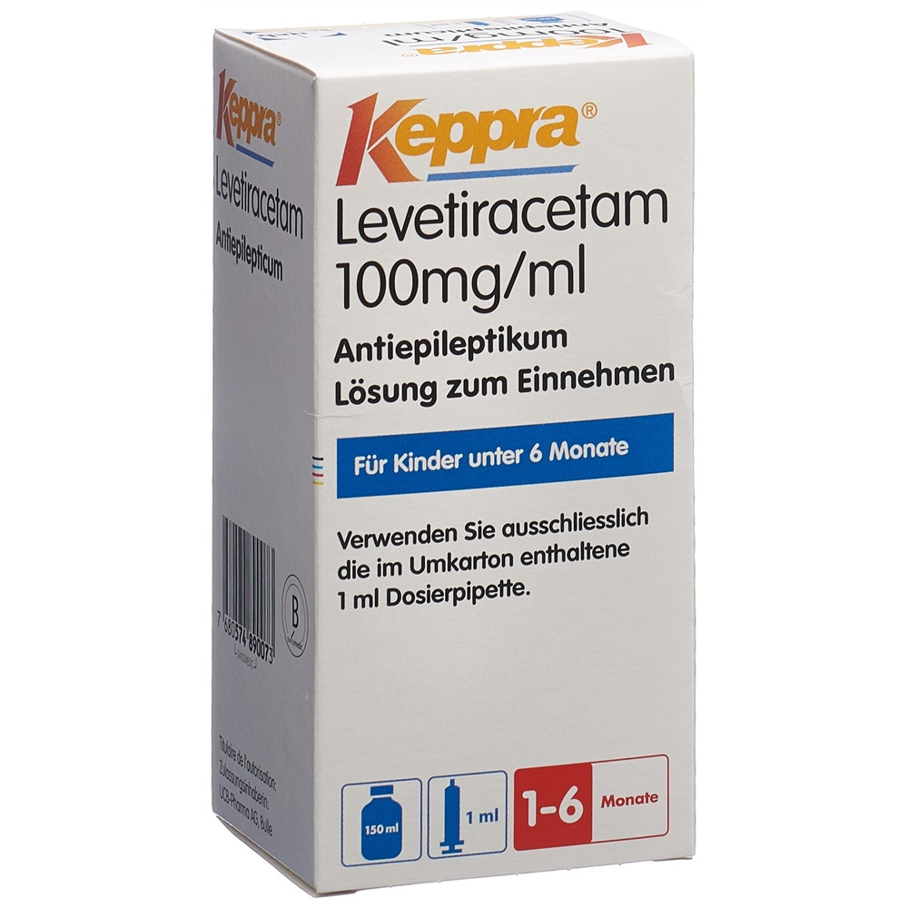 KEPPRA sol 100 mg/ml seringue dos 1 ml fl 150 ml