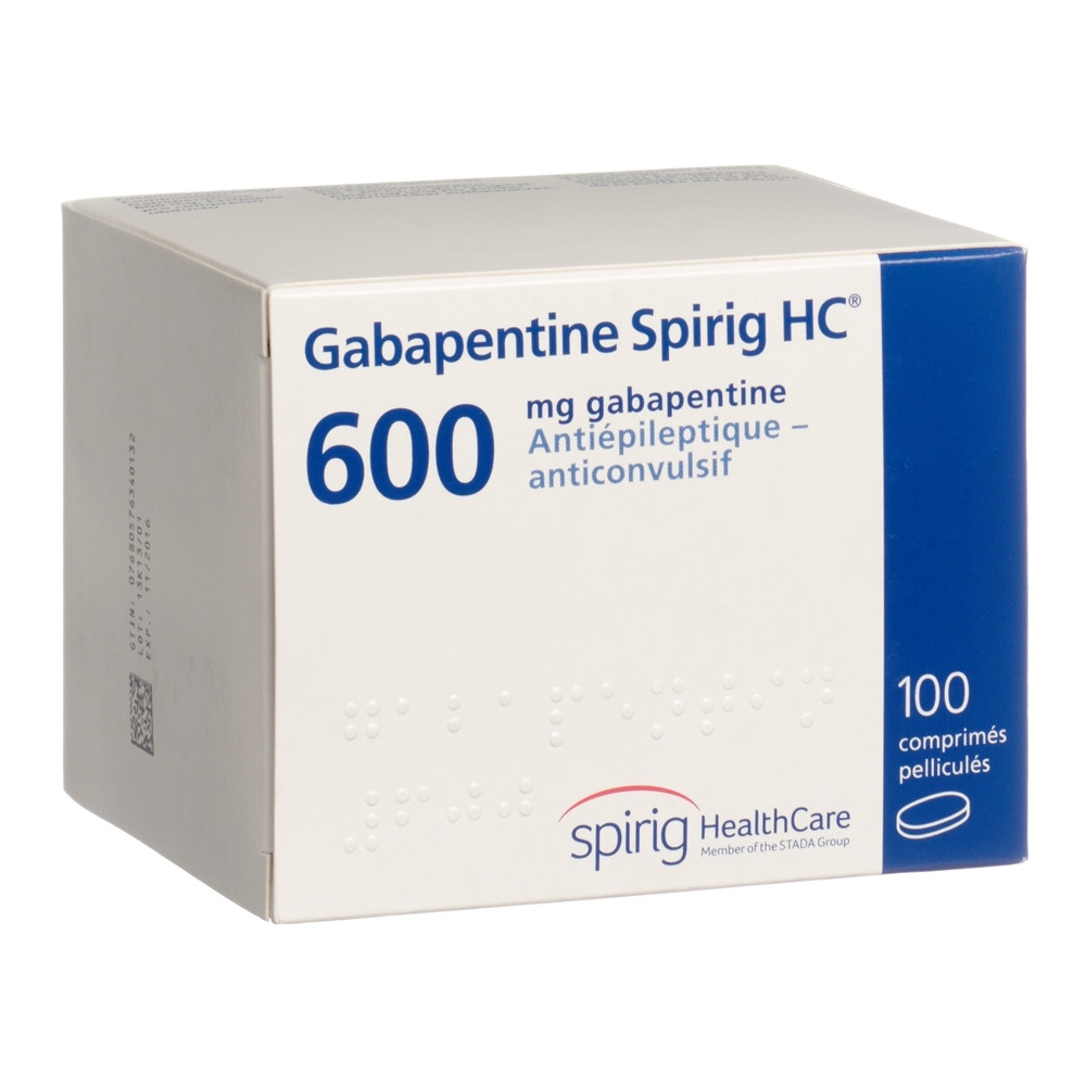 GABAPENTINE Spirig HC cpr pellic 600 mg 100 pce