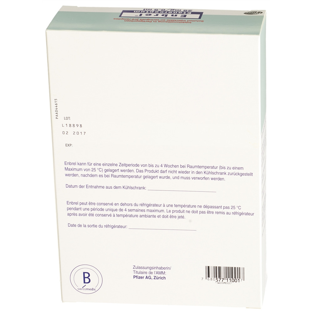 ENBREL sol inj 25 mg/0.5ml 4 ser pré 0.5 ml