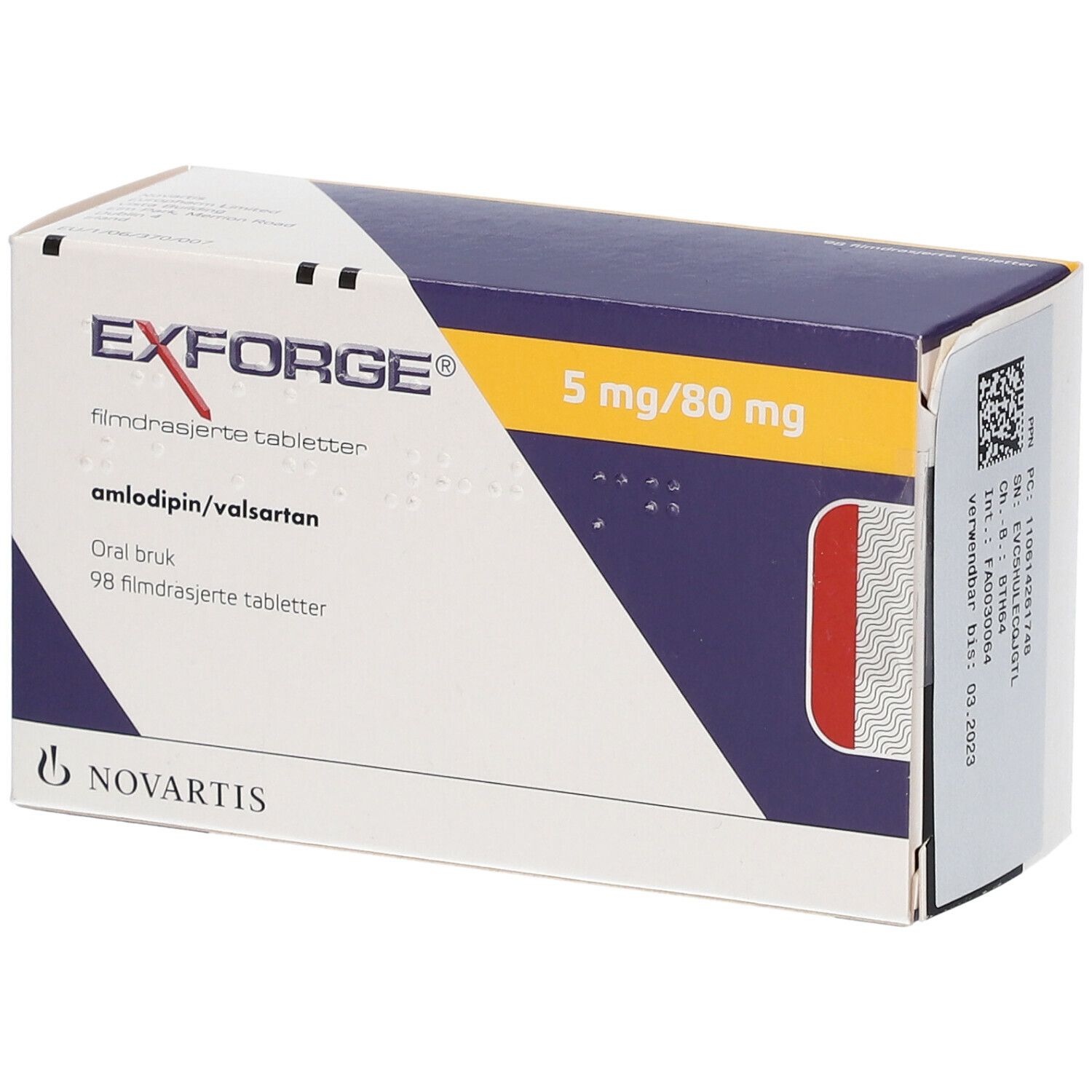 EXFORGE cpr pell 5mg/80mg 98 pce