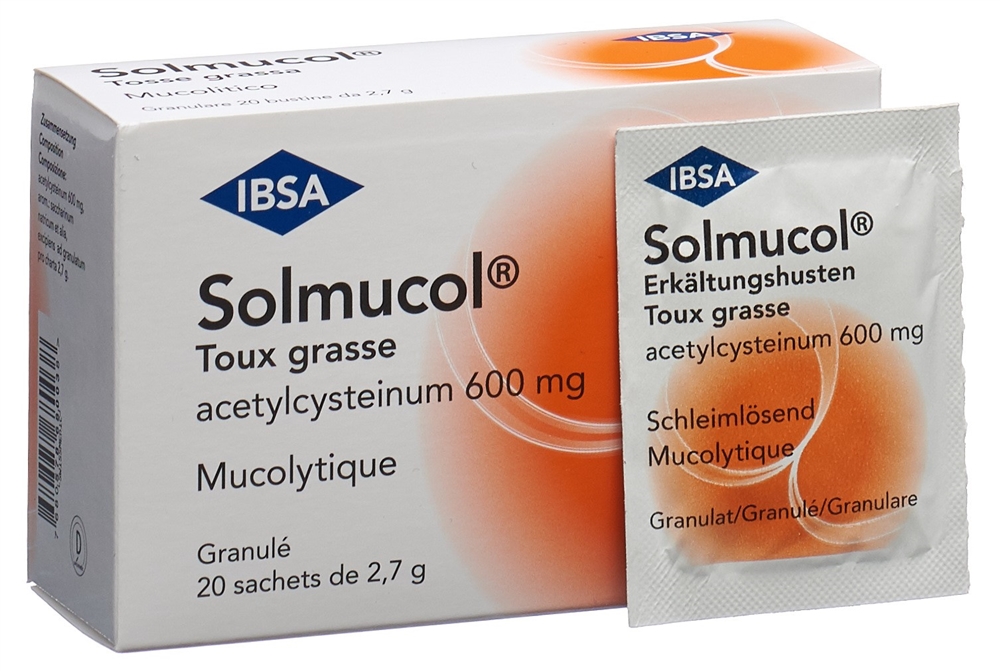 SOLMUCOL toux grasse gran 600 mg sach 20 pce