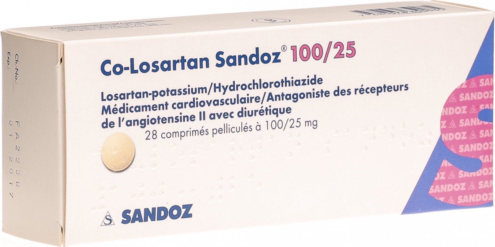 CO-LOSARTAN Sandoz cpr pell 100/25mg 28 pce