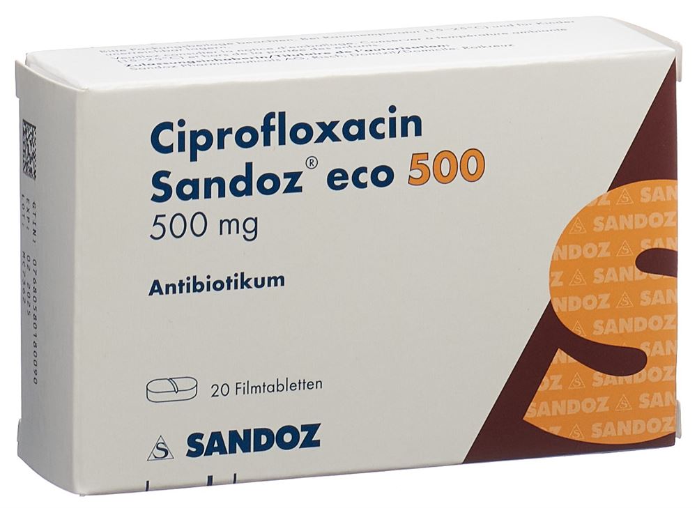 CIPROFLOXACINE Sandoz eco cpr pell 500 mg 20 pce