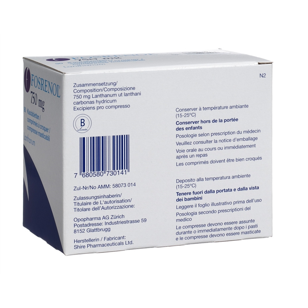 FOSRENOL cpr croquer 750 mg 90 pce