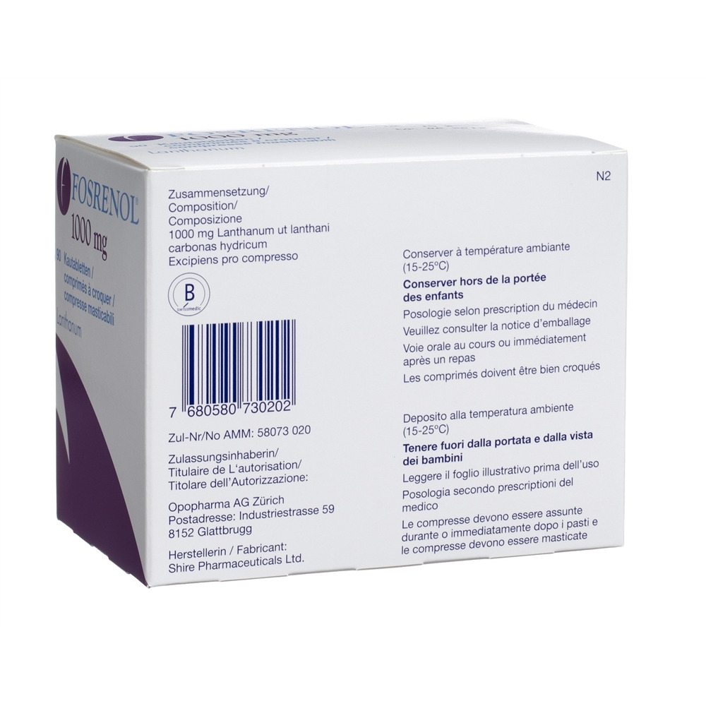 FOSRENOL cpr croquer 1000 mg 90 pce