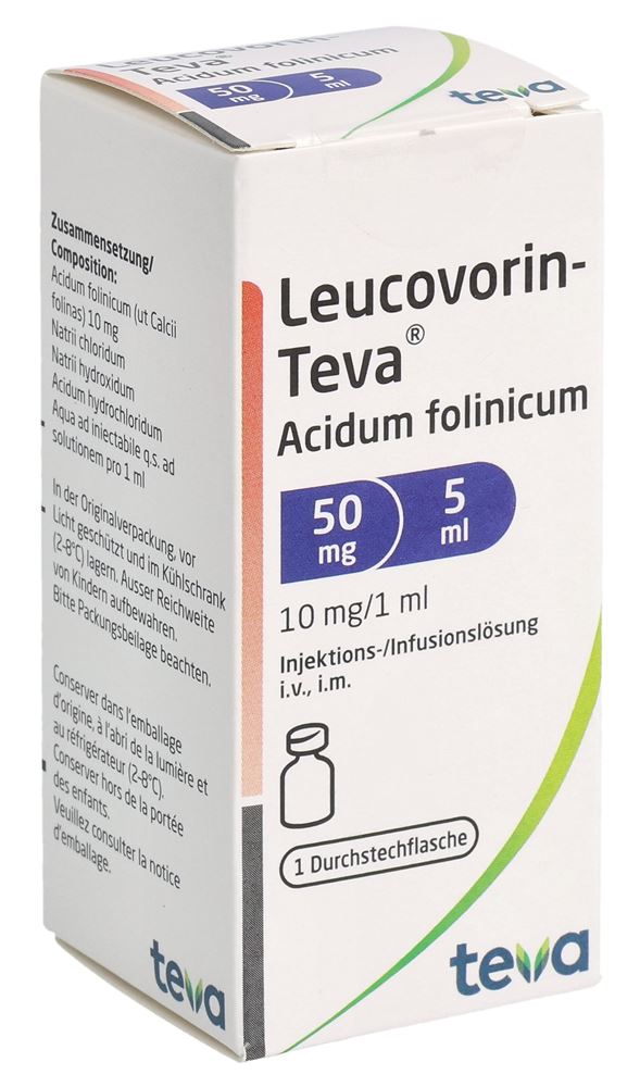 LEUCOVORIN Teva sol inj 50 mg/5ml flac 5 ml