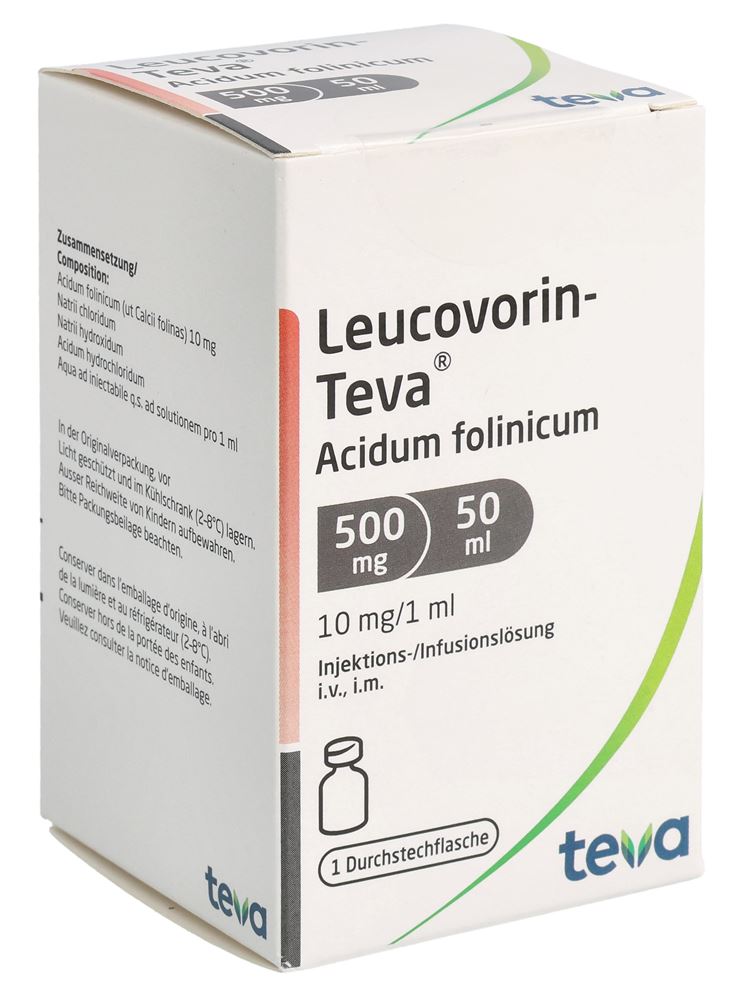 Leucovorin-Teva 500 mg / 50 ml, Injektions-/Infusionslösung