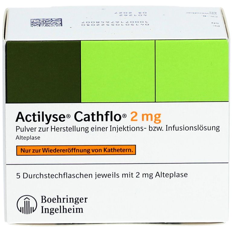 Actilyse Cathflo 2mg, Pulver zur Herstellung einer Injektionslösung