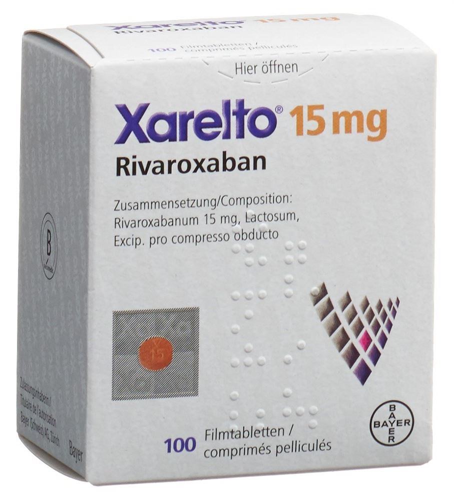 XARELTO cpr pell 15 mg bte 100 pce