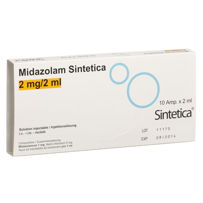 Midazolam Sintetica 2 mg/2 ml, solution injectable