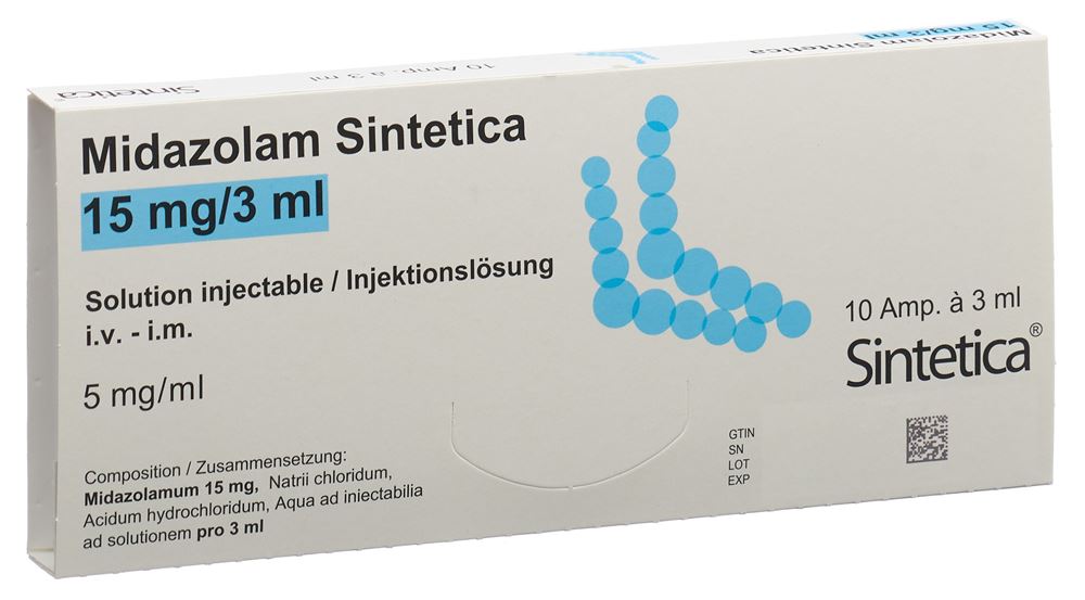 MIDAZOLAM Sintetica sol inj 15 mg/3ml 10 amp 3 ml