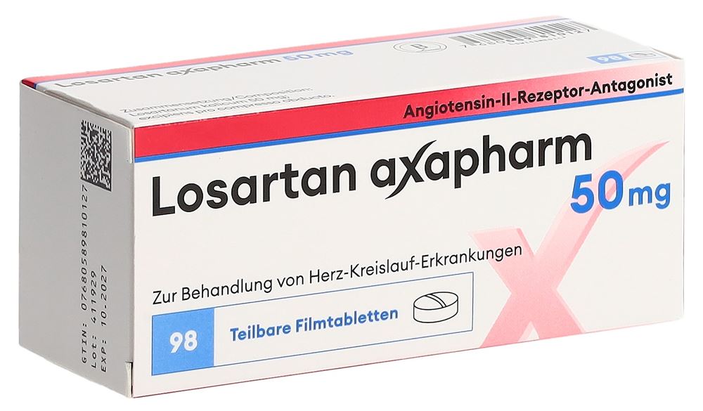 LOSARTAN axapharm cpr pell 50 mg 98 pce
