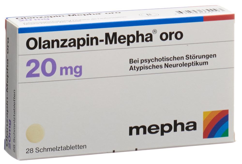 Olanzapine-Mepha oro cpr orodisp 20 mg, , Olanzapine-Mepha oro cpr orodisp 20 mg 28 pce