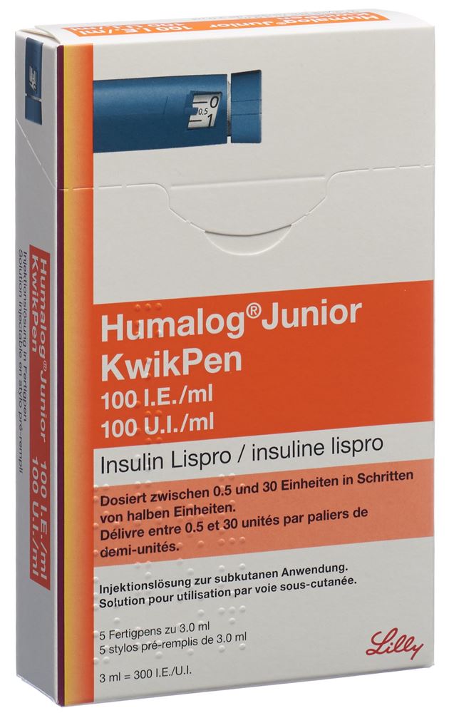 HUMALOG Junior KwikPen 100 UI/ml 5 stylo pré 3 ml