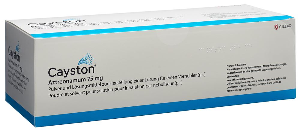 Cayston, Pulver und Lösungsmittel zur Herstellung einer Lösung für einen Vernebler (mit Altera-Vernebler)