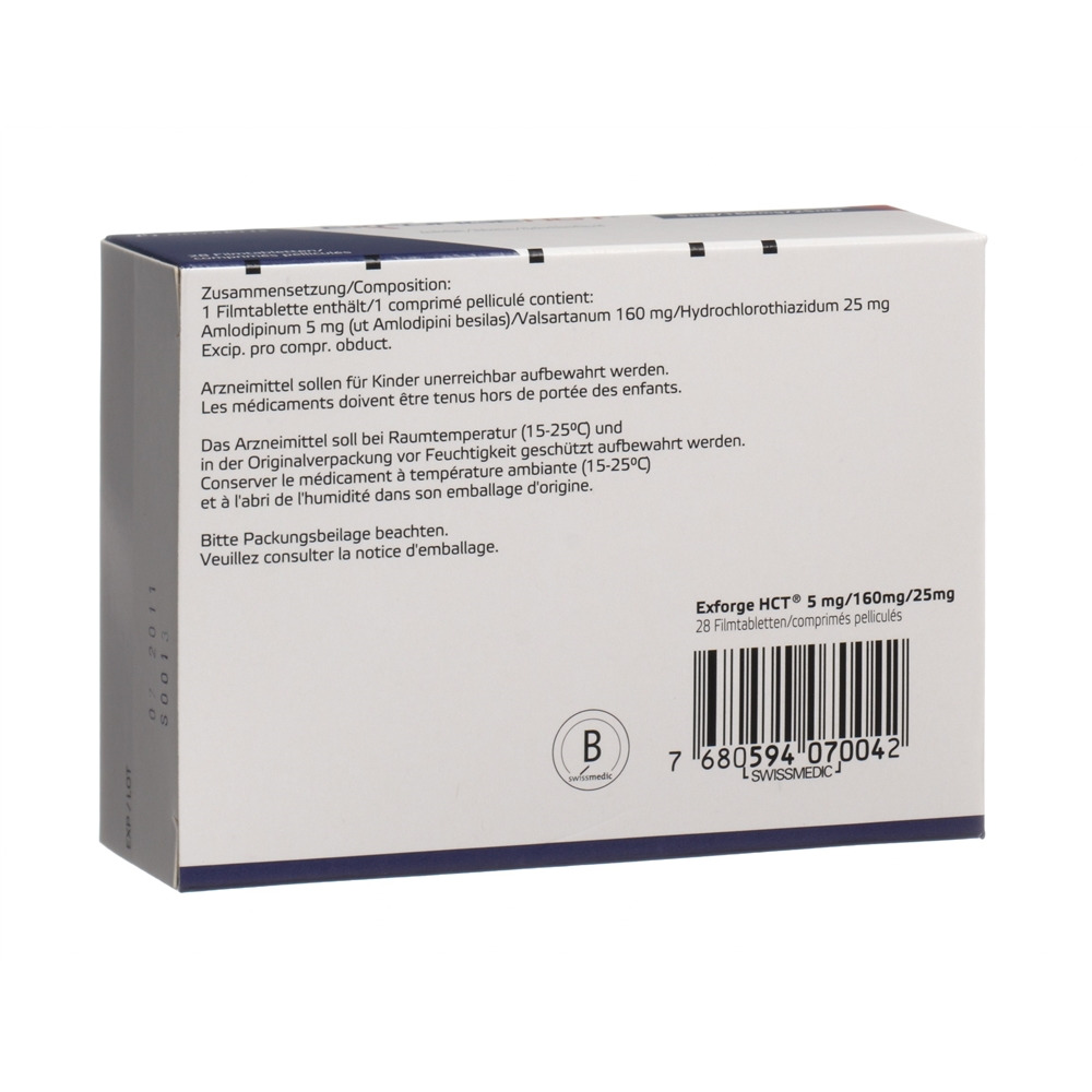 Exforge HCT 5 mg/160 mg/25 mg, Filmtabletten