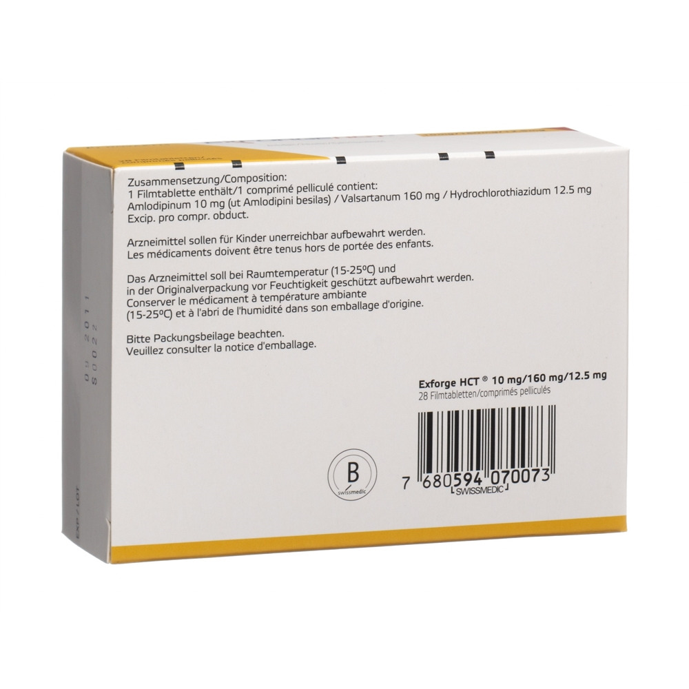 Exforge HCT 10 mg/160 mg/12.5 mg, Filmtabletten