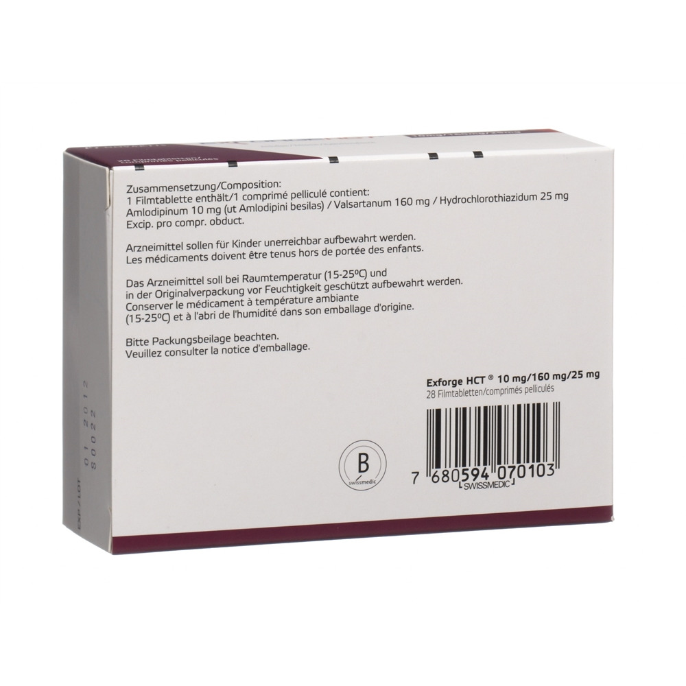Exforge HCT 10 mg/160 mg/25 mg, Filmtabletten