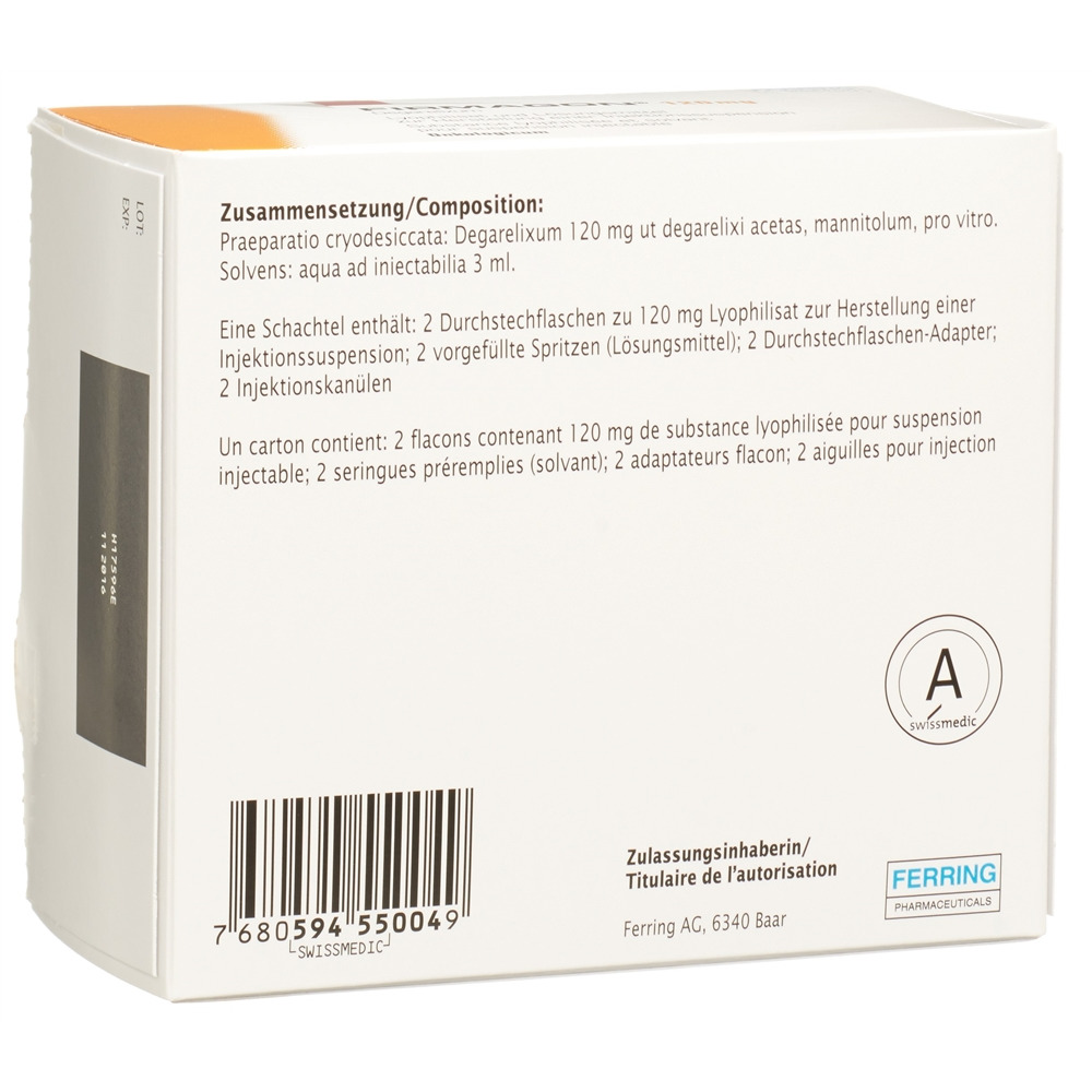Firmagon 120 mg, Pulver und Lösungsmittel zur Herstellung einer Injektionssuspension (Lösungsmittel in Fertigspritze)