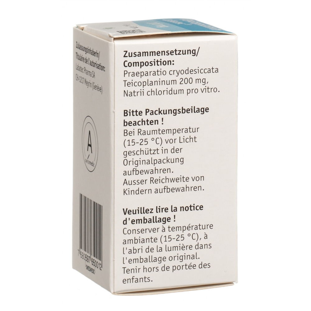 Teicoplanin Labatec 200 mg, poudre pour solution injectable/pour perfusion