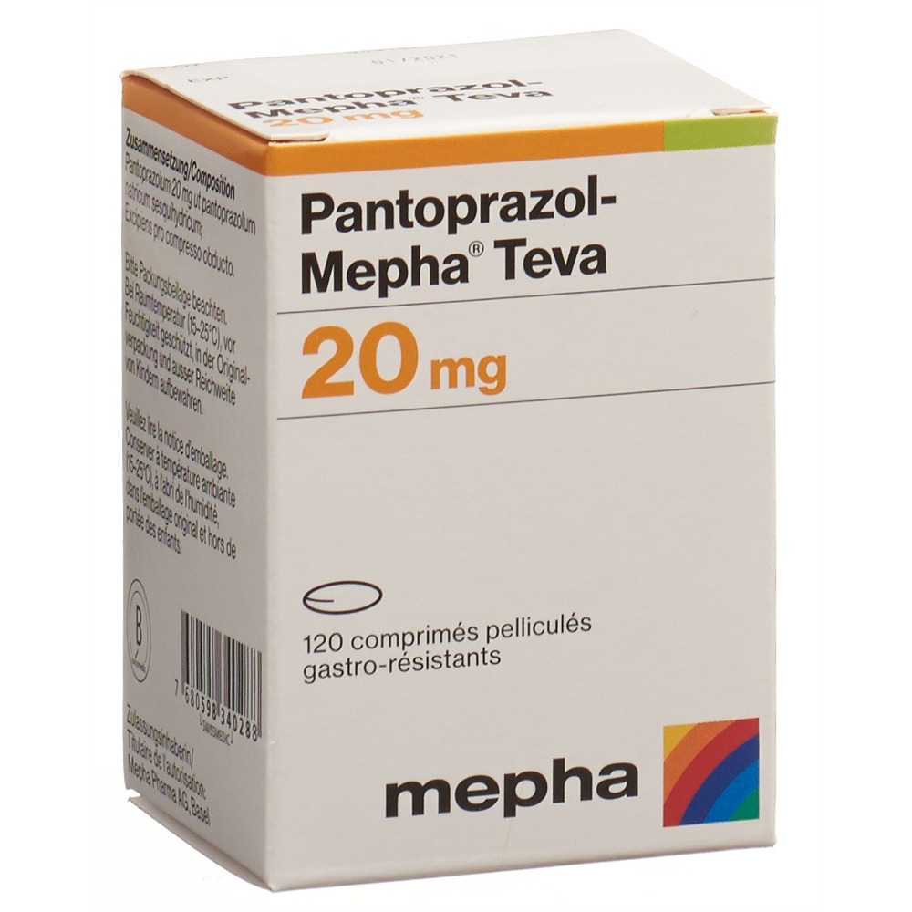 PANTOPRAZOL Mepha Teva cpr pell 20 mg bte 120 pce