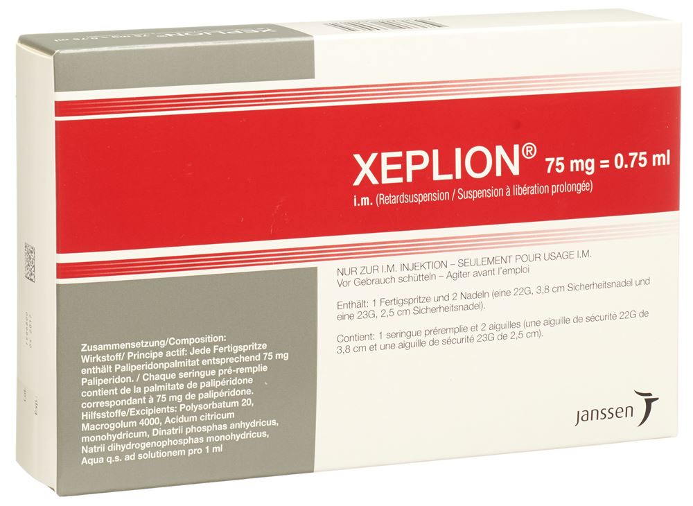 Xeplion 75 mg, Depot-Injektionssuspension in einer Fertigspritze