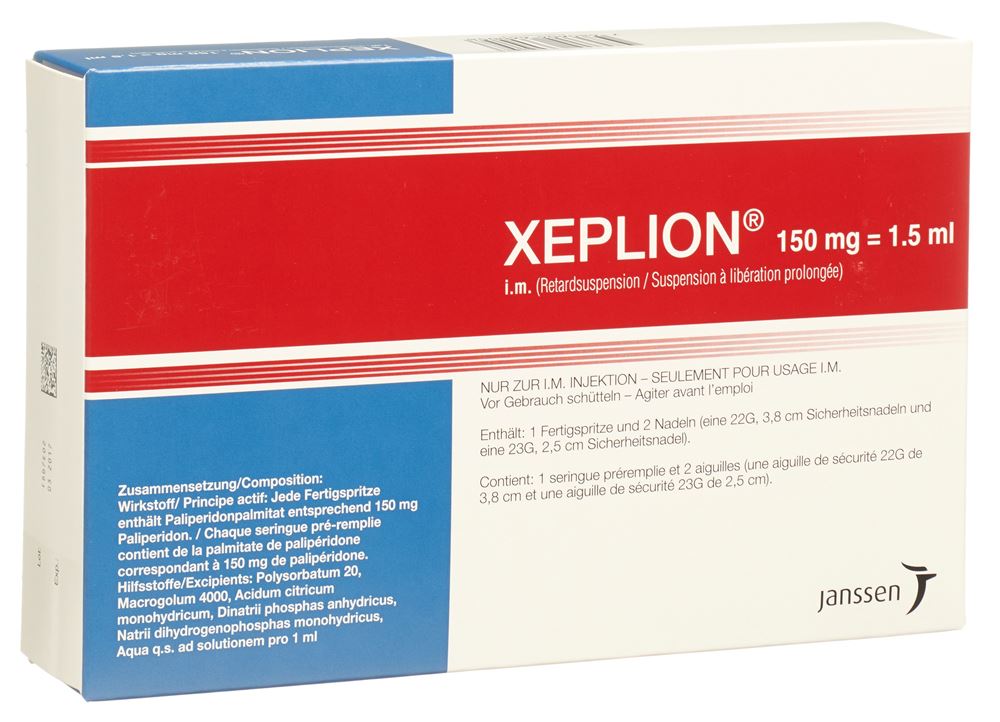 Xeplion 150 mg, Depot-Injektionssuspension in einer Fertigspritze