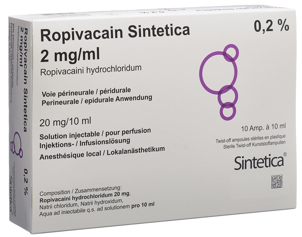 ROPIVACAIN Sintetica 2 mg/ml 10ml amp 10 pce