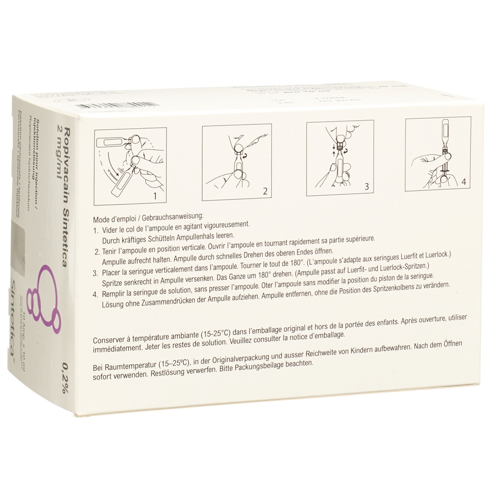 ROPIVACAIN Sintetica 2 mg/ml 10ml amp 10 pce