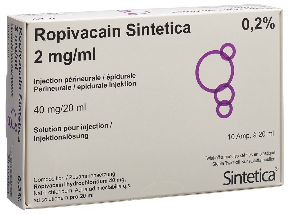 Ropivacain Sintetica 2 mg/ml, soluzione iniettabile o per infusione