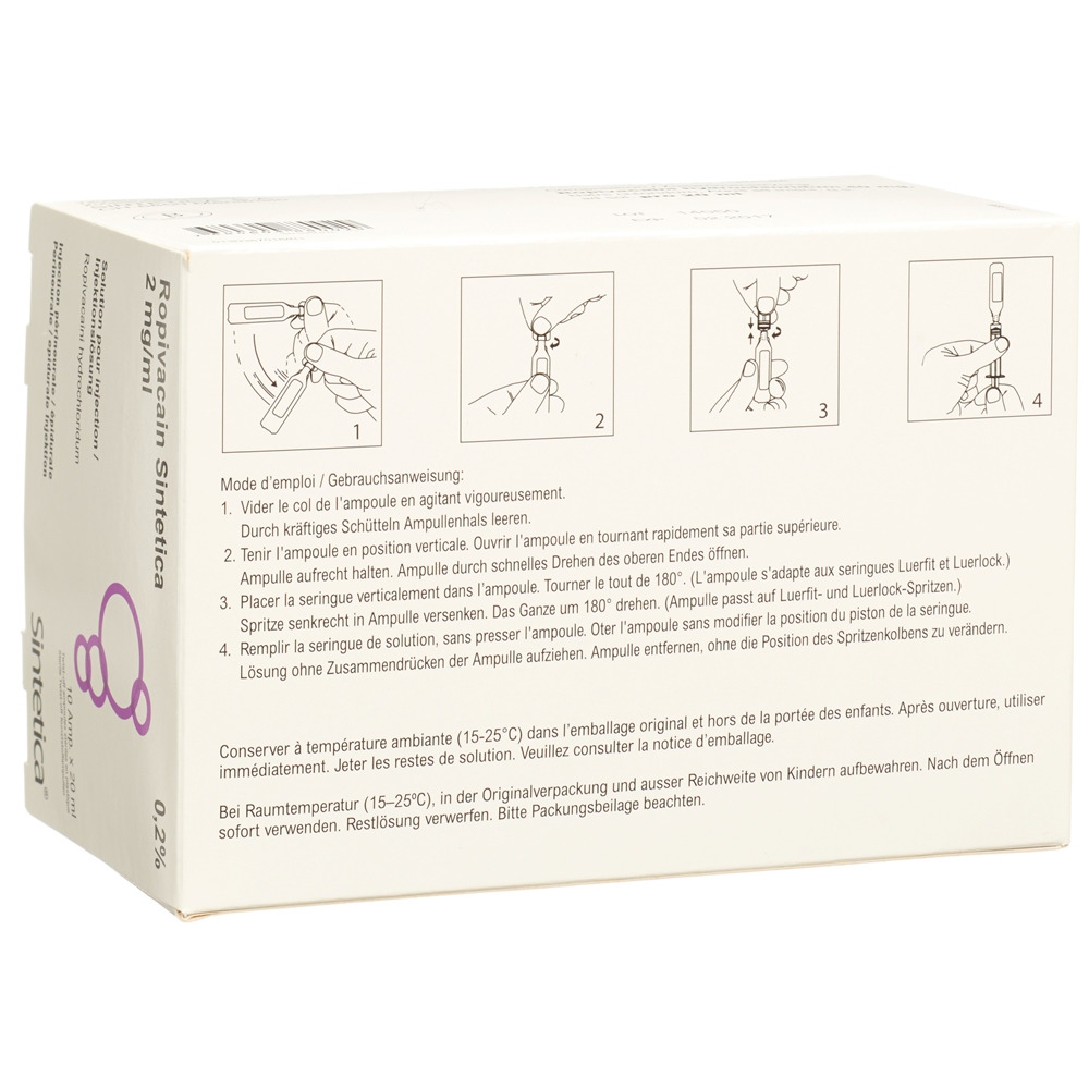 Ropivacain Sintetica 2 mg/ml, soluzione iniettabile o per infusione