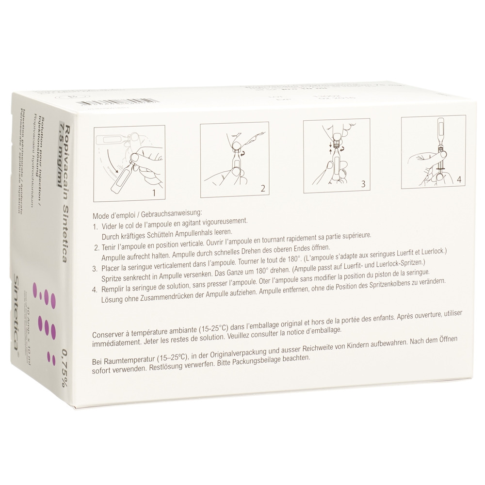ROPIVACAIN Sintetica 7.5 mg/ml 10ml amp 10 pce