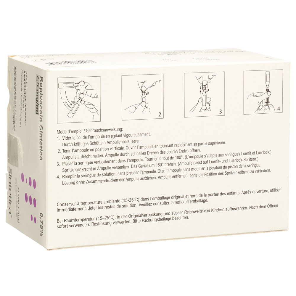 ROPIVACAIN Sintetica 7.5 mg/ml 20ml amp 10 pce