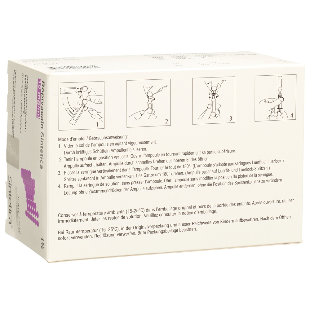 ROPIVACAIN Sintetica 10 mg/ml 20ml amp 10 pce