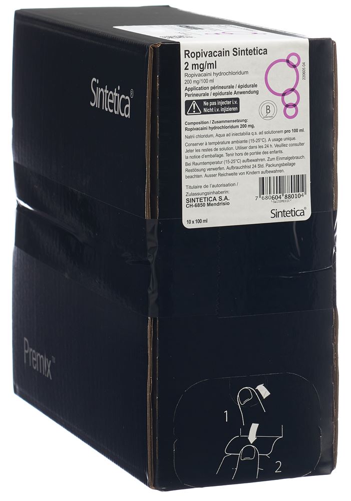 ROPIVACAIN Sintetica 2 mg/ml 100ml poche 10 pce