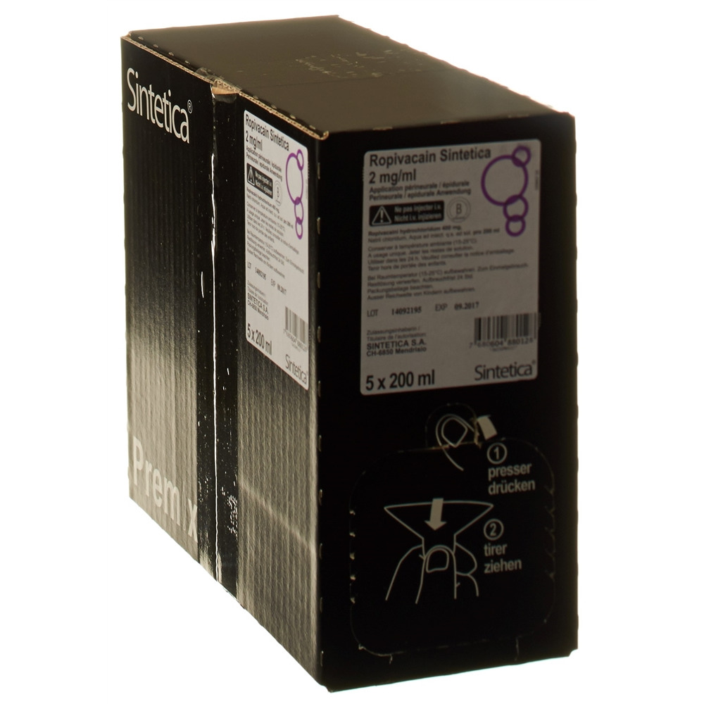ROPIVACAIN Sintetica 2 mg/ml 200ml poche 5 pce