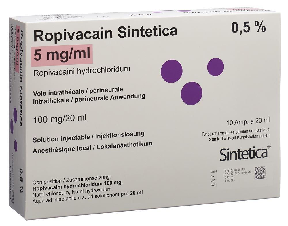 Ropivacain Sintetica 5 mg/ml, soluzione iniettabile