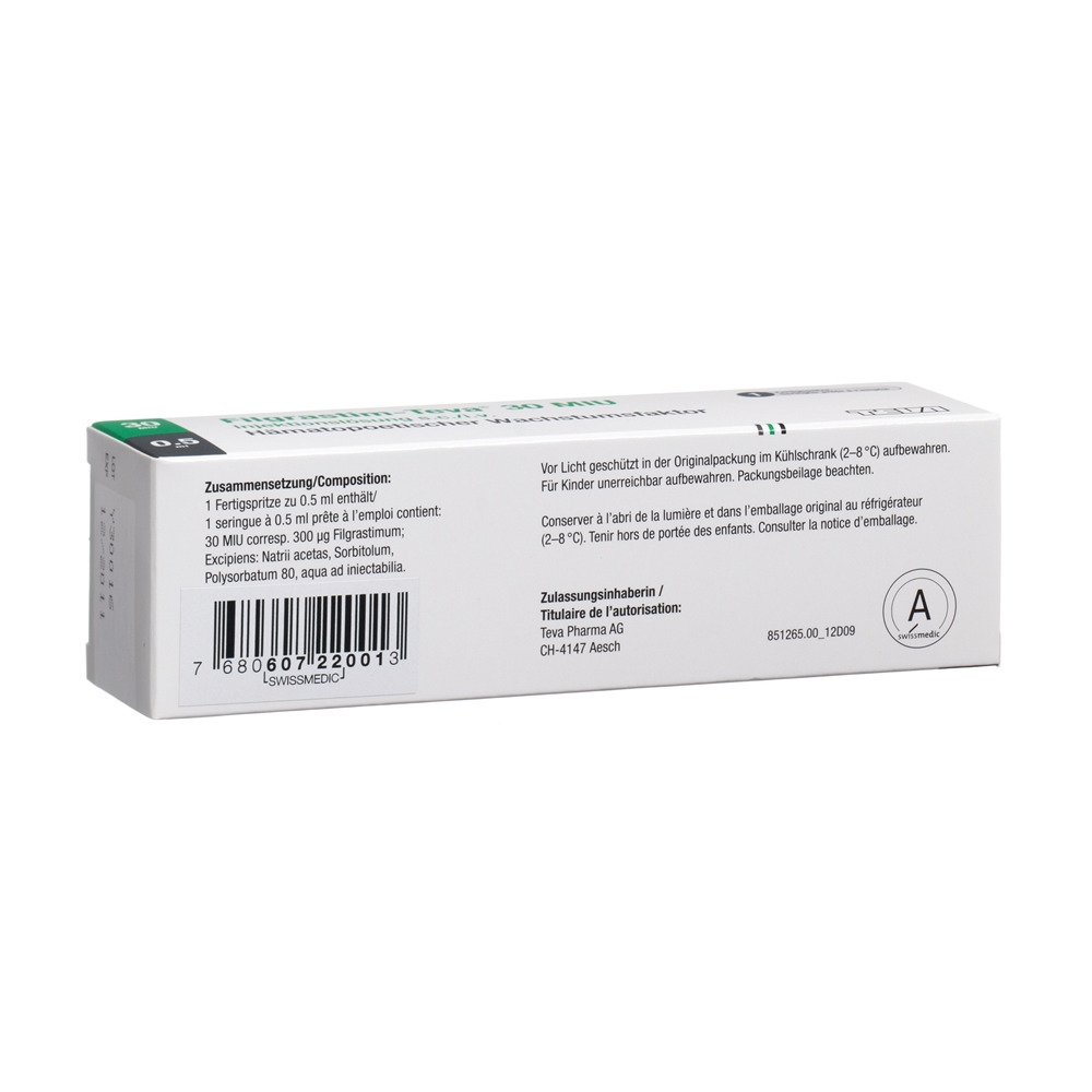 FILGRASTIM Teva 30 mio U/0.5ml ser prê 0.5 ml