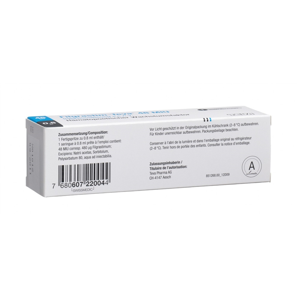 FILGRASTIM Teva 48 mio U/0.8ml ser prê 0.8 ml