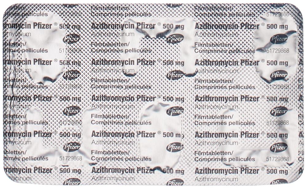 AZITHROMYCIN Pfizer cpr pell 500 mg 3 pce