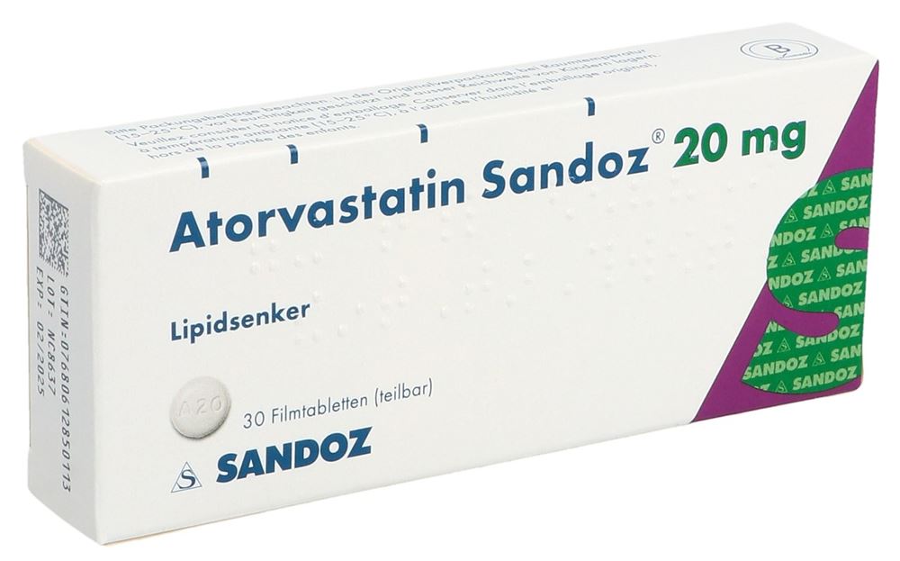 ATORVASTATINE Sandoz cpr pell 20 mg 30 pce