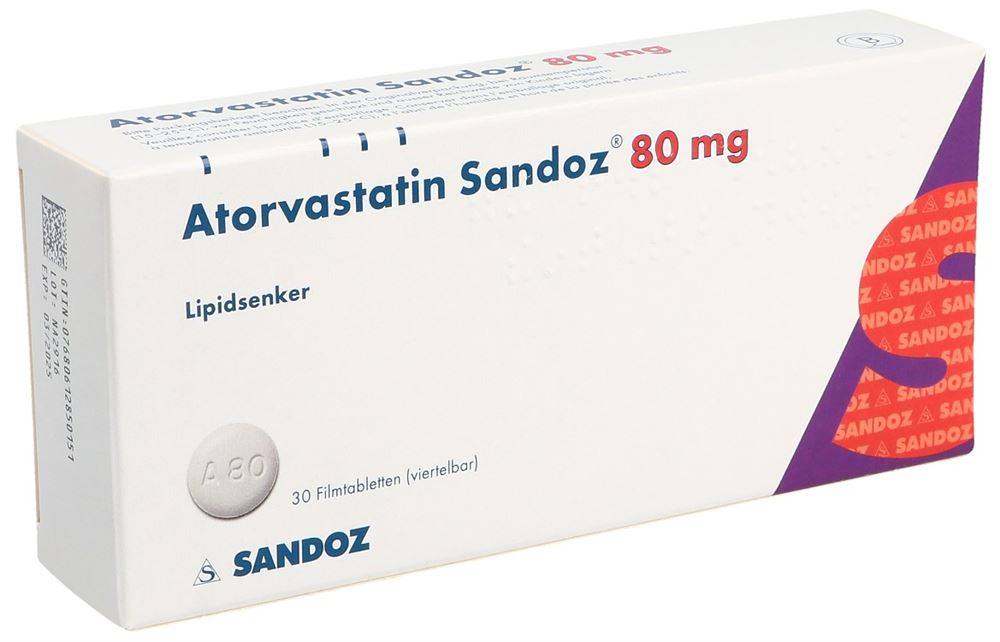 ATORVASTATINE Sandoz cpr pell 80 mg 30 pce