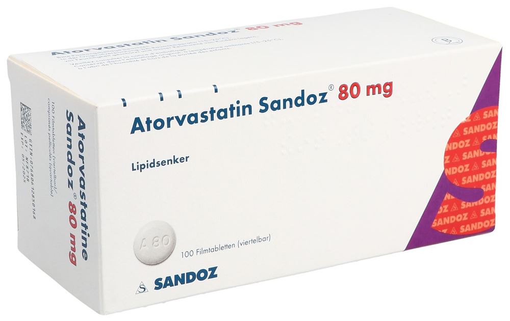 Atorvastatin Sandoz 80 mg, Filmtabletten