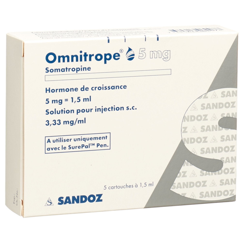 OMNITROPE cart SurePal sol inj 5 mg/1.5ml 5 pce