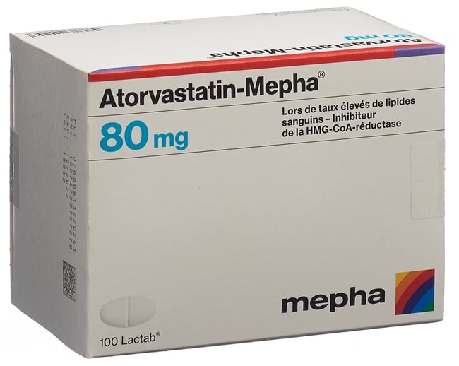 Atorvastatin-Mepha, lactabs 80 mg , 100 pce