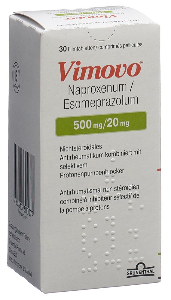 VIMOVO cpr pell 500mg/20mg bte 30 pce