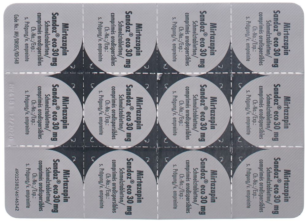 Mirtazapin Sandoz eco 30 mg, Schmelztabletten